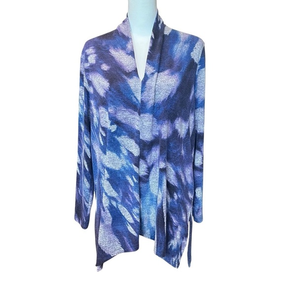 Ciara Sun Moon V Neck Long Sleeve Pullover Sweater Top Blue Gray Size L - Picture 1 of 7
